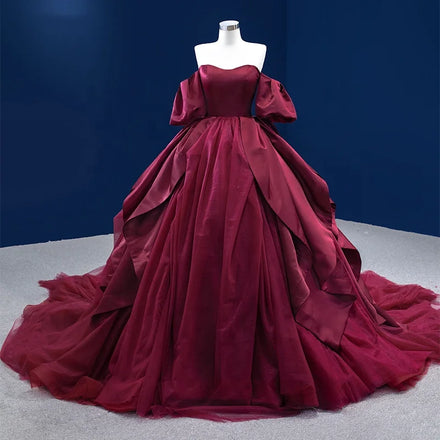 Jancember 222190 Formal Red Modest Satin Party Elegant Evening Dress Gowns
