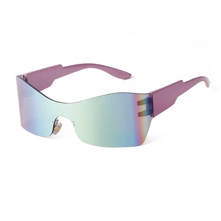 Fashion Punk Eyewear Coating Shades Sports Sunglasses Wrap Around One Piece Oversized Rimless Sun Glasses for Women Men Cycling