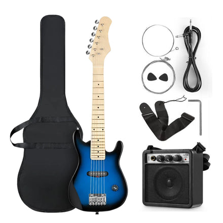 HUASHENG Quality 30 Inch Kids Electric Guitar 6 Steel Strings High Gloss Finish OEM/ODM Kit with Amplifier and Bag