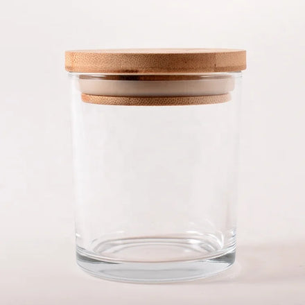 Recycled 220ml clear Jar Aromatherapy Candle Cup Candle Holder 200ml Glass Jars for Candle Making with Wood Lids