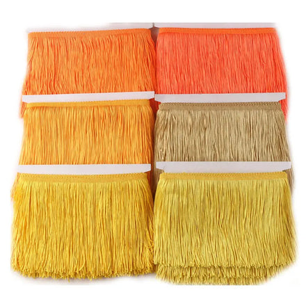 20cm Wide Single Line Colored Sewing Knitted Latin Dance Costume Fabric Diy Polyester Material Long Tassel Fringe Lace Trims