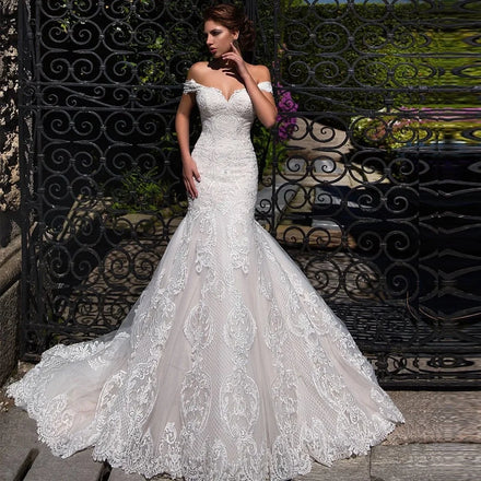AL1301 2022 Custom Made New One Shoulder Bride With Tail Simple White Bride Lace Mermaid Backless Wedding Gown Wedding Dress