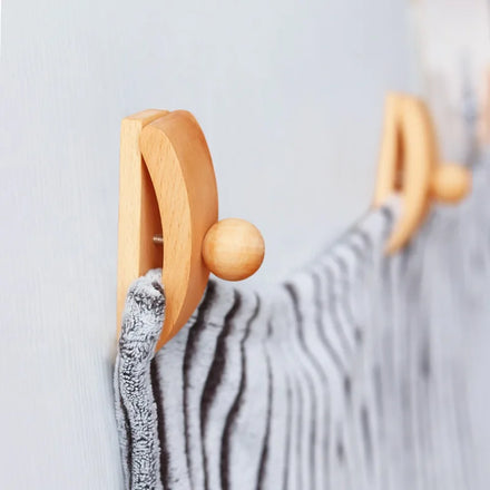 Natural Wooden Tapestry Hangers Wooden Quilt Wall Hangers Clips with Self Adhesive and Screws