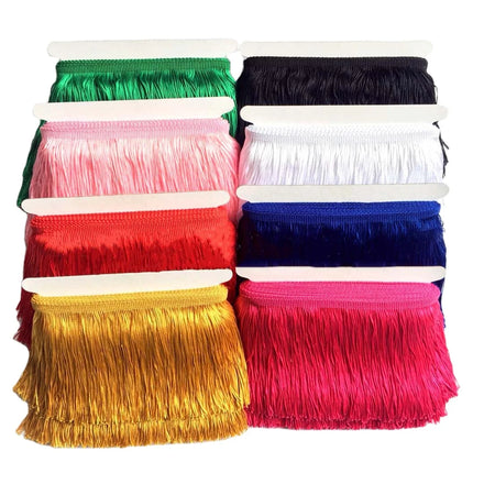 10cm Wide Diy Garment Accessories Polyester Lace Trims Colored Sewing Knitted Latin Dance Costume Tassel Fringe Lace Fabric Long