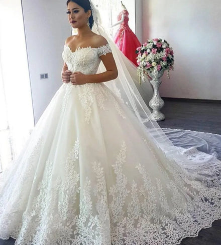 AL1300 Wholesale Factory's New White African Wedding Dresses for Bride Plus Size One Shoulder Lace Crystal Tail Included