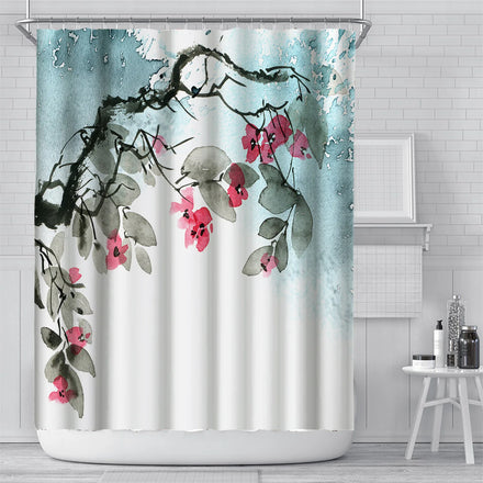 3D Printed Chinese Style Flowers Birds Fish Landscape Waterproof Polyester Bath Curtain Bathroom Accessories Shower Curtains