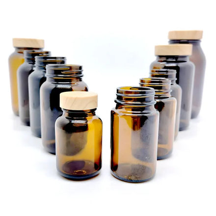 Powder Jar 60ml Capsule Glass Pill Bottles 60cc 75cc 100cc 120cc 150cc 200cc 250cc 300cc 400 / 500 / 625/ 750 Amber Glass Bottle