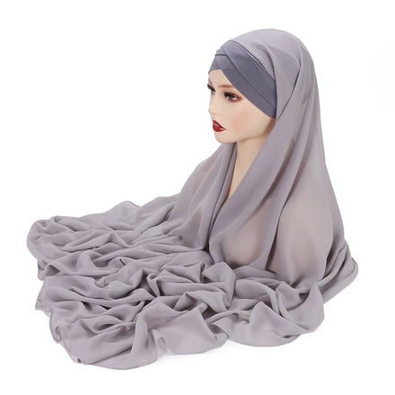 Fashion Design Plain Color Instant Chiffon Hijab Women Bonnet Islam Shawls Wraps Underscarf Cap Muslim Scarf Supplier