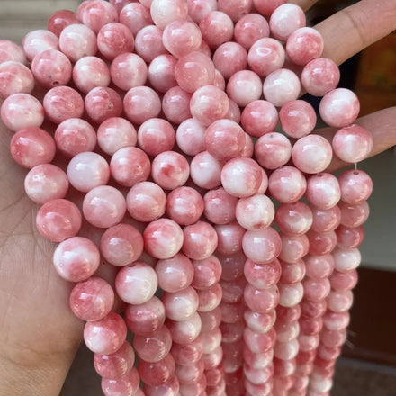 Wholesale Colorful Loose Natural Stone DIY Natural Dotted Flower Round Natural Stone Beads