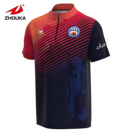 ZHOUKA Unisex Bowling Sportswear Customizable Adult Uniform Sublimation