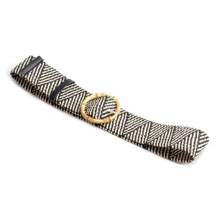 PP Grass Woven Belt Elastic Fashion Decoration Round Buckle Belt Women's Dress Elastic Belt
