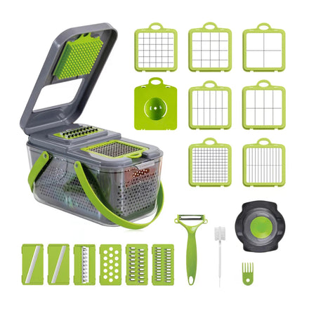 22 in 1 Vegetable Chopper Manual Slicer Dicer All in One Portable Multifunctional Manual Vegetable Slicer With Container