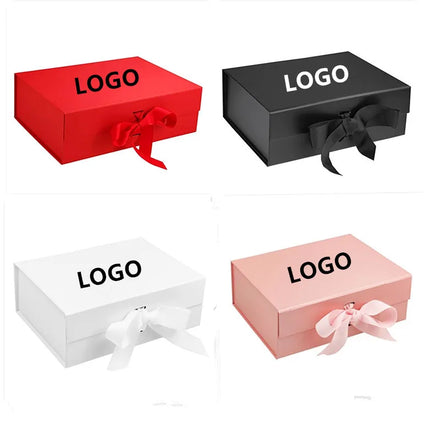 Cardboard Paper Premium Gift Box Collapsible Branded Black Perfume Folding Magnets Clothing Box Packaging