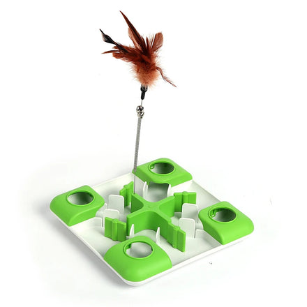 Factory Price Direct Selling Slow Food Cat Toy Spring Feather Stick Maze Foraging Cat Toy Pet Toy
