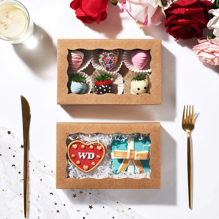 Wholesale High Recyclable Kraft Paper Boxes Heavy Duty Macaron Cake Packaging UV Foil Transparent Window Sushi Sugar Storage