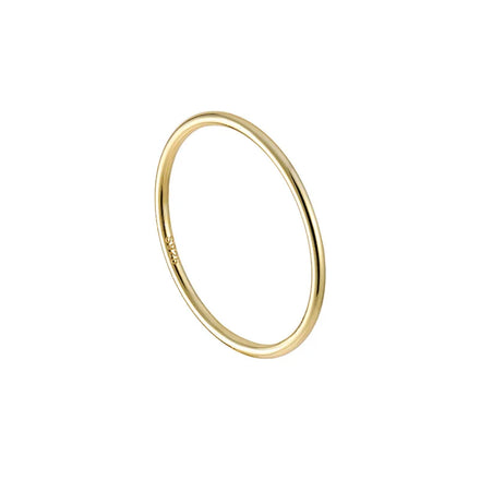 Minimalist 925 Sterling Silver Ring Round Plain Thin Gold Plated Rings for Women Wedding Rings
