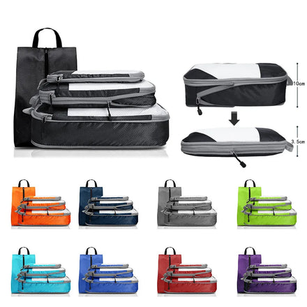 New Fashion 4-Piece Travel Luggage Organizer Bag Set Lightweight Compressible Folding Polyester Packing Cubes Zipper Closure