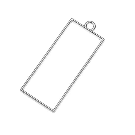YuenZ 7 Color Rectangle Charm Alloy Jewelry Accessories Rectangle Charm Hollow Glue Blank Pendant Tray Bezel 34*19mm B174