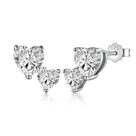 Dylam Iced Out Stud Earrings for Women Screw-Back Hypoallergenic CZ Heart Stud Earrings Ear Studs for Women