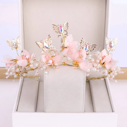 Bride's Crown Korean Flower Handmade Crown Girls Performance Headwear Princess Hair Accessories