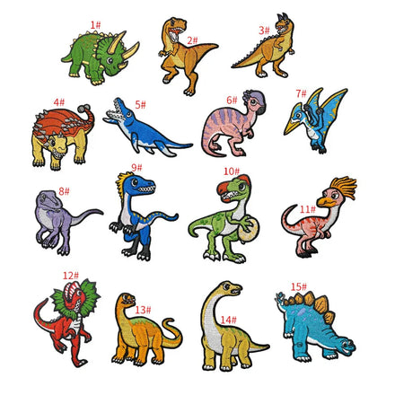 Noda Eco-Friendly PVC Iron-On Embroidered Cute Cartoon Dinosaur Patches for Kids Clothing & Bag Decoration