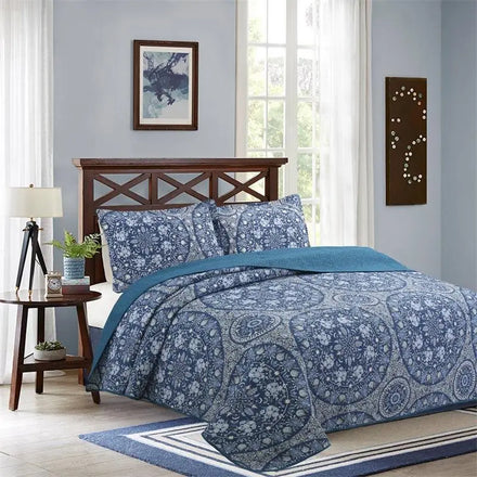 New Design Printed European American Style Quilted Pure Cotton 3-Piece Eco-Friendly Customized Color All-Season Portable Bedding