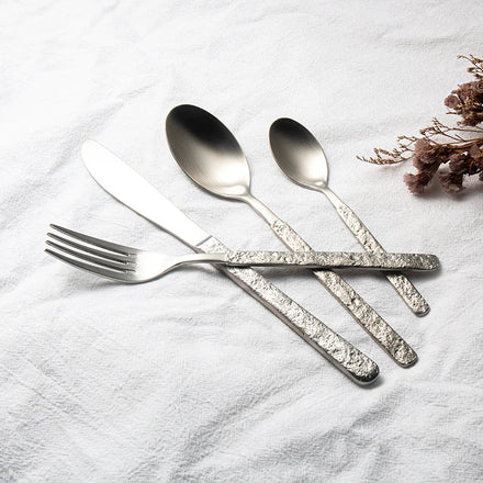 Nordic Style Luxury Hotel Cutlery Set Stainless Steel Silverware Spoon and Fork for Weddings Durable Metal Material