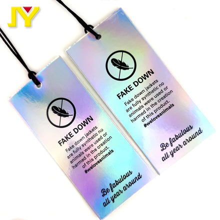 Laser Hanging Label Hang Tag Swing Hologram Paper Custom Shape Luxury Chart Paper Printed Silk Screen Printing Fluorescent