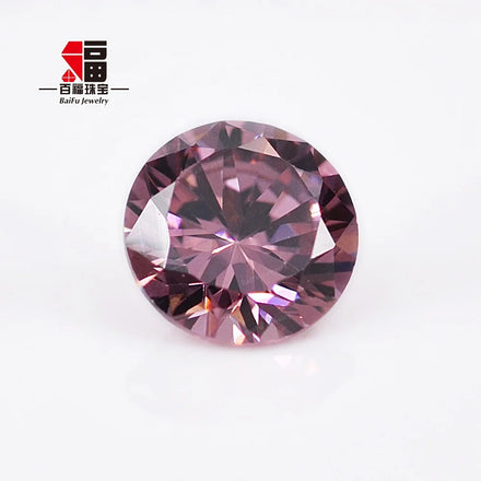Baifu Rhodolite Cubic Zirconia Round Brilliant Cut 1.0-3.0mm 5A Loose Gemstone Wholesale