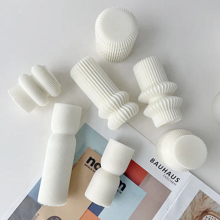 DM616 3D Pillar Stripe Cylinder Candle Mold DIY European Geometry Roman Column Silicone Mold Soap Making Supplies Moulds
