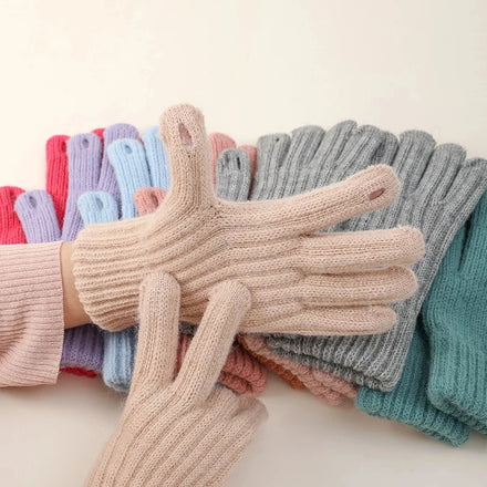 Winter Warm Knitted Gloves Winter Full Finger Gloves Lady Thick Touch Screen Skiing Gloves Mittens Unisex Christmas Gift