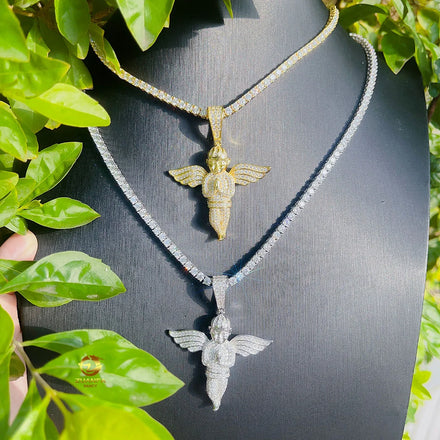 Fashion Design Jewelry Ready to Ship 925 Sterling Silver VVS Moissanite Diamond Angel Shape Custom Pendant