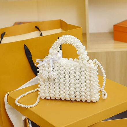 2026 Unique Hot Designer Ladies Acrylic Beaded Bag Chain Shoulder Mini Pearl Handle Handbag Women Wedding Bridal Party Gift Bags