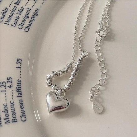 VIANRLA 925 Sterling Silver Heart Pendant Minimalist Necklace for Women Jewelry Wholesale Free Laser Logo