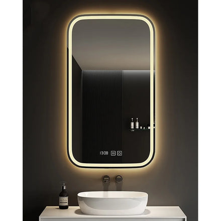 Custom Fancy Smart Led Mirror Waterproof Rectangle Wall-mounted Touch Mirrors Hotel LED Bathroom Mirror with Led Light for Hotel