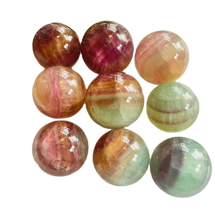 Wholesale Natural Healing Crystal Gemstone Decoration Rainbow Fluorite Ball Candy Fluorite Spheres