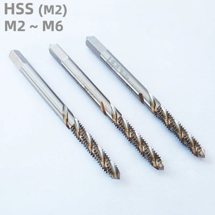 HSS6542 Helix Spiral Flute Thread Taps M2 M2.5 M2.6 M2.8 M2.9 M3 M3.5 M4 M5 M6 for Through Hole on Steel Aluminum Copper Brass