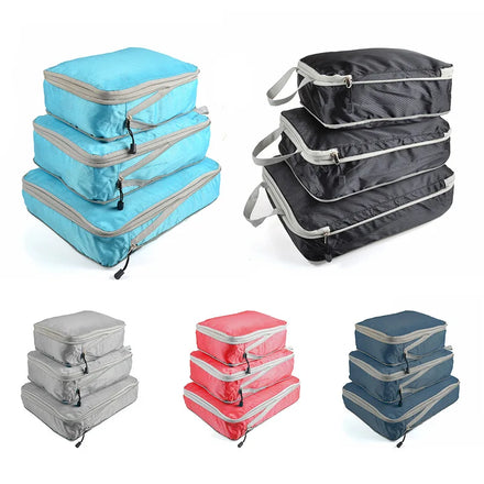 Wholesale Custom 3 Pcs Travel Organizer Bag Set Zipper Waterproof Luggage Packing Cubes
