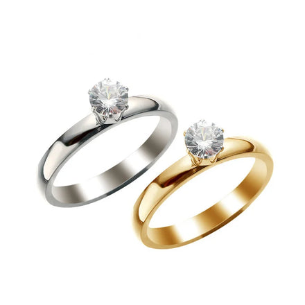 Wholesale 4mm New Trend Stainless Steel 6 Prong Shiny Zircon Diamond Lovers Fashion Jewelry Ring