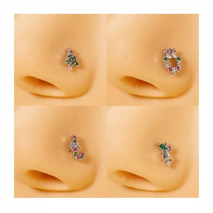 Gaby Luxury Body Piercing Jewelry New L-Shape Christmas Nose Ring Stud for Women for Weddings and Gifts