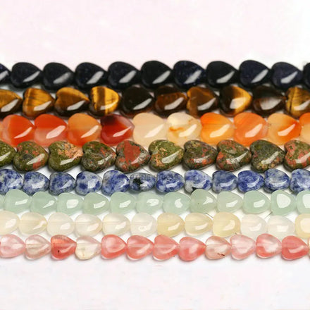 Wholesale 10*4mm Heart-shaped Loose Bead Natural Stone Yellow Crystal Red Agate tiger Eyefor Bracelet Necklace DIY Accessories