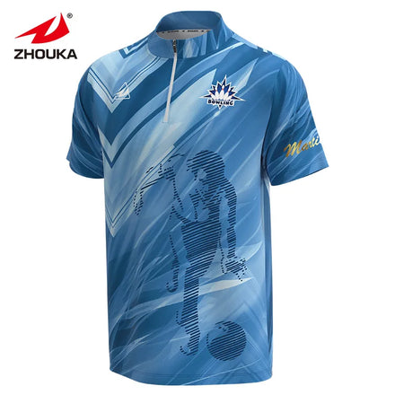 ZHOUKA Custom Sublimated Zip up Bowling T-shirt
