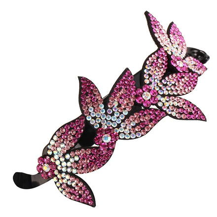 Multicolor Flower Design Korean Fashion Crystal Non-slip Daily Use Hair Claw Ladies Rhinestone Hair Clips Accessories