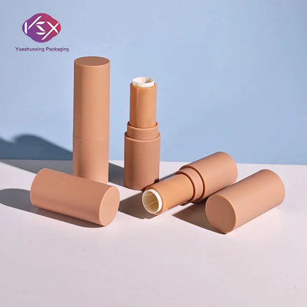 Yueshunxing 12.1mm 3.5g Spot 50PCS MATTE FINISH Nude Empty Plastic Skin Tone Lip Balm Tube Round Brown Lipstick Tubes