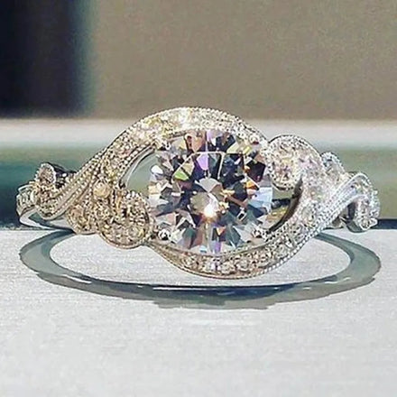 CAOSHI Korea Style Silver Plated Jewelry White Cubic Zirconia Micro Pave Diamond Winding Rings for Women Wedding Ring