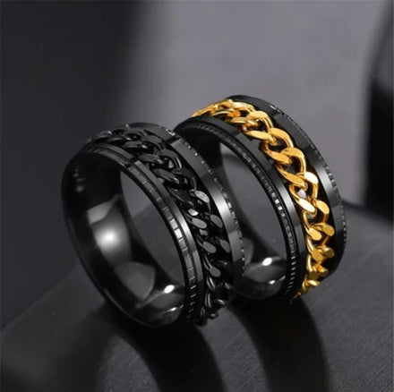 Stainless Steel Embossed Rotary Chain Ring Simple Fashion Titanium Steel Ring