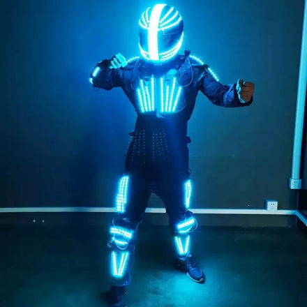Night Club Party Performance Wear Rave LED Costumes Luminous Suits Men Armour Clothing LED Dance Tron Robot Costume