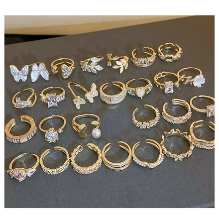 Wholesale Rich Designs Copper Alloy Diamond Zircon Glitter Rings Gold Plated Wedding Ring Engagement Jewelry