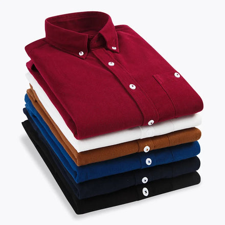 Autumn Winter Men's Classic Slim Casual Plus Size Corduroy Full Sleeve Shirt