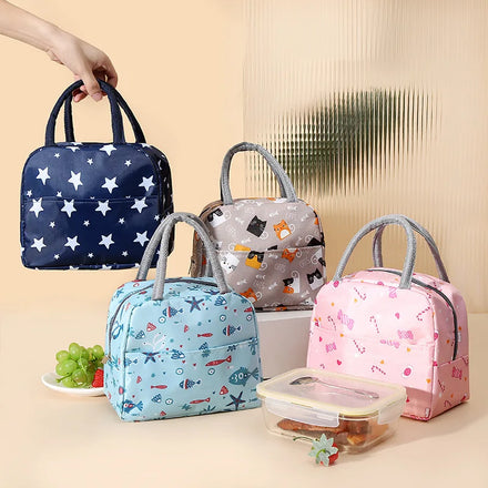 Custom Promotion Lightweight Portable Polyester Aluminum Foil Bento Tote Cooler Bags Outdoor Picnic Cooler Sublimation Lunch Bag